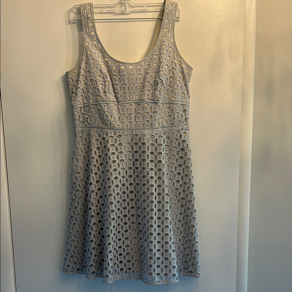 LOFT Gray Eyelet Mini Dress